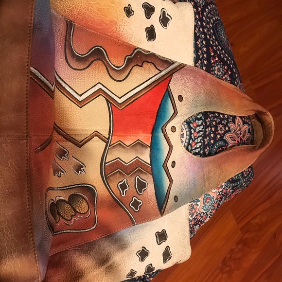 100% Leather Painted handbag - Picture 1 of 3